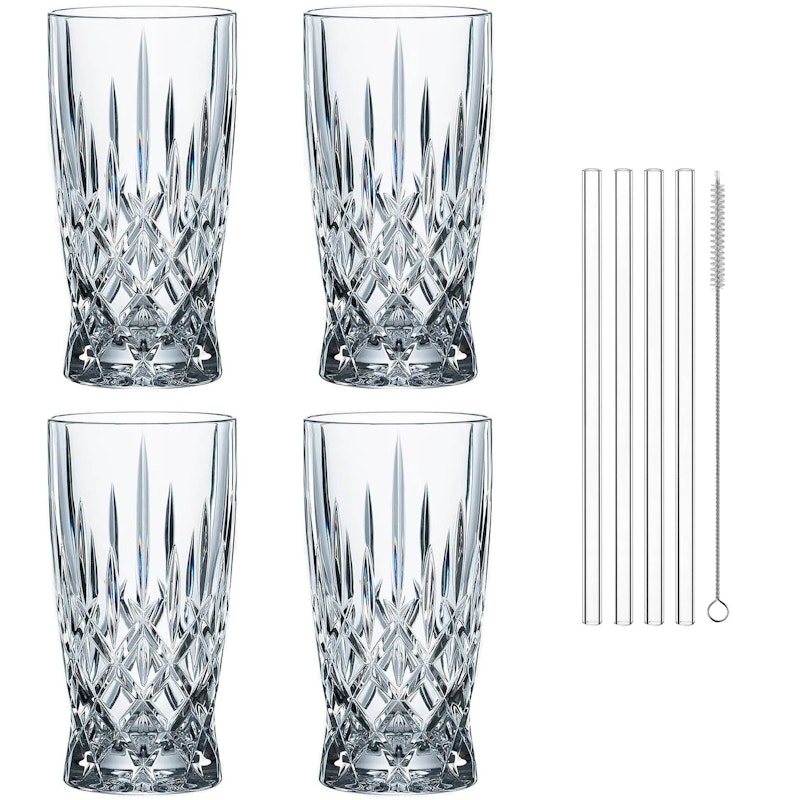 Noblesse Latte Macchiato Glass With Straw 4-pack