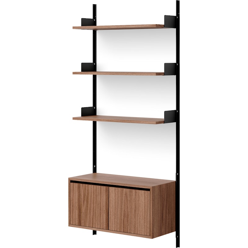 Wall Shelf 1900 Low Cabinet With Doors, Walnut