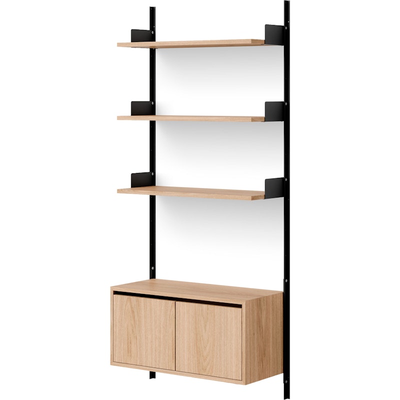 Wall Shelf 1900 Low Cabinet With Doors, Oak / Black