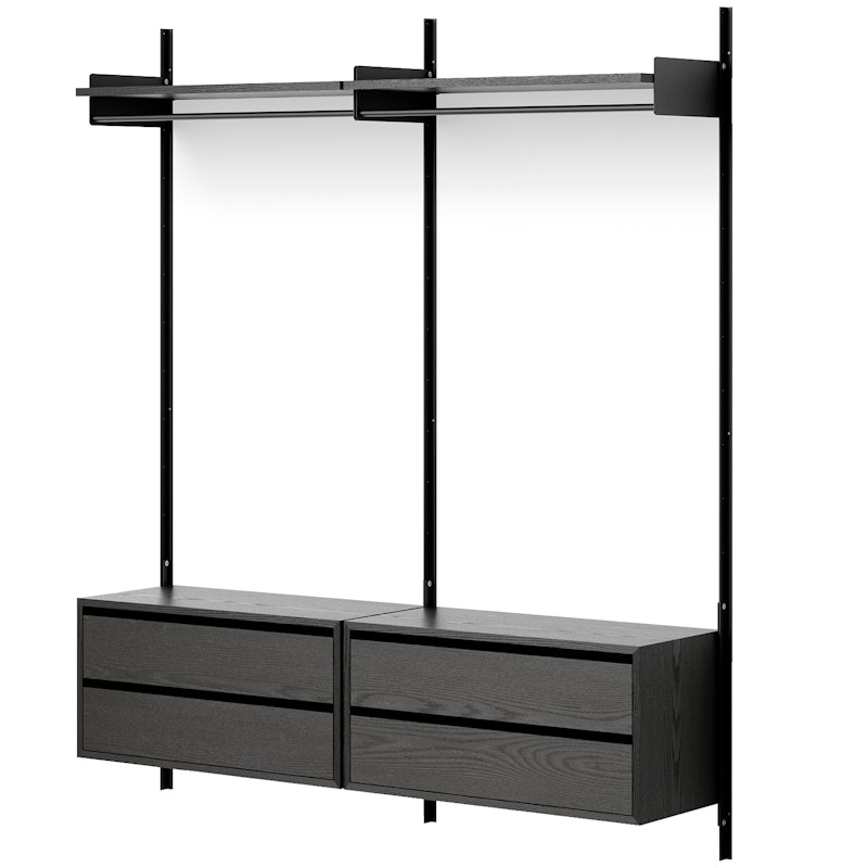 New Works Wardrobe Shelf 2 Cabinets With Drawers, Black