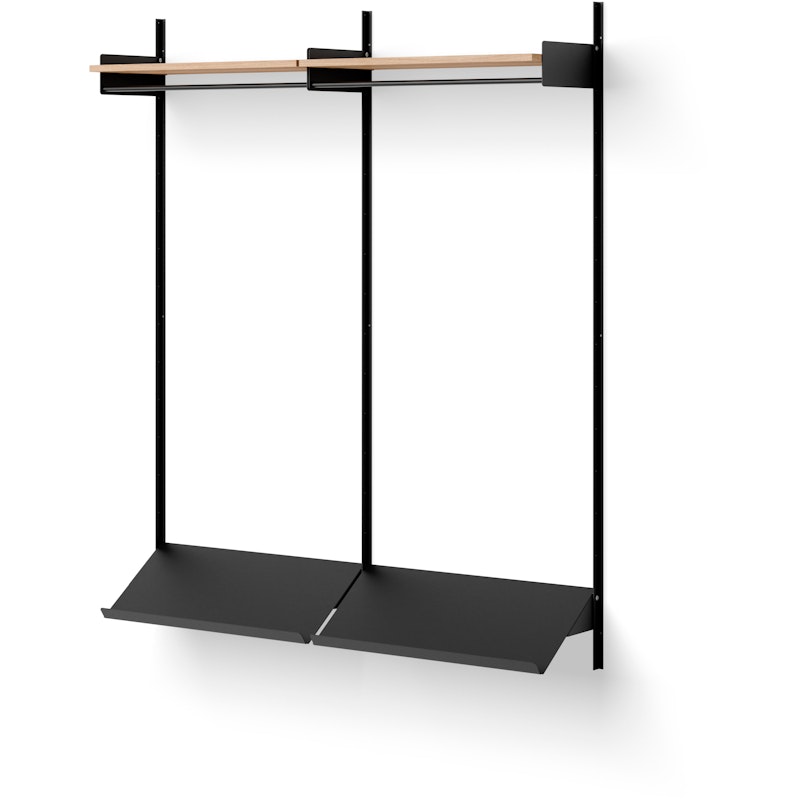 Wardrobe 2 Shelf, Black / Oak