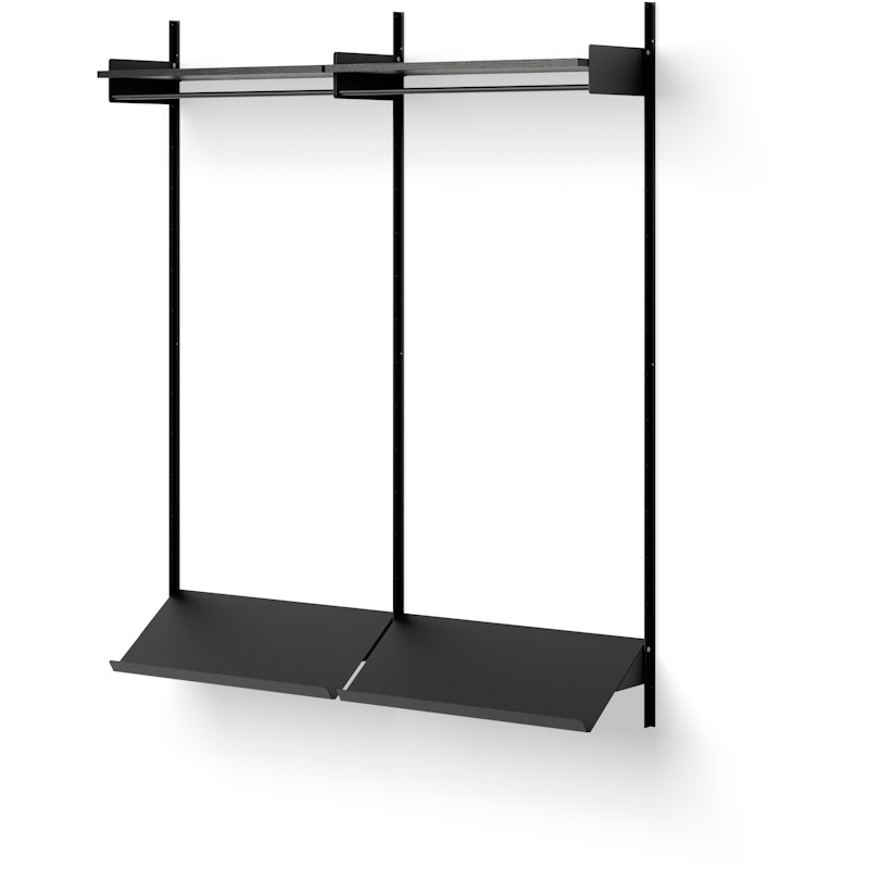 Wardrobe 2 Shelf, Black / Black Ash