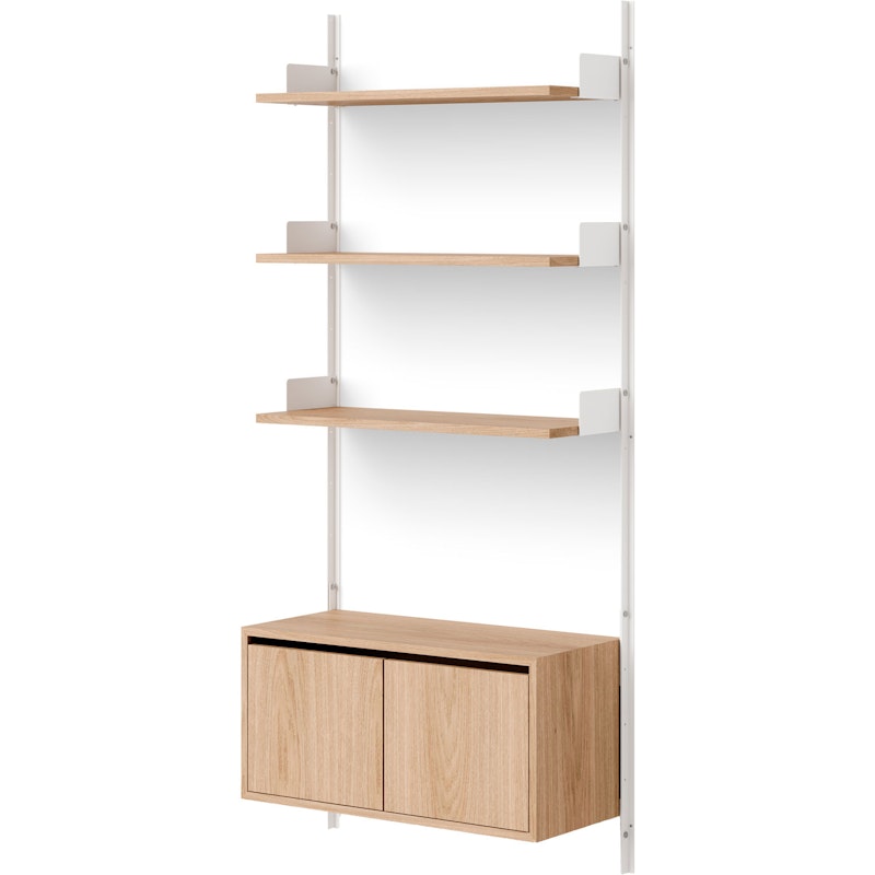 Wall Shelf 1900 Low Cabinet With Doors, Oak
