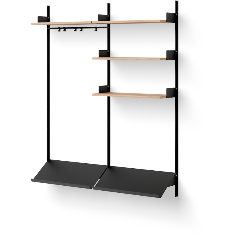 Wardrobe 3 Shelf, Black / Oak