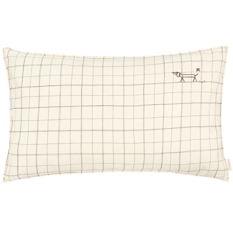 L1N0 Cushion 30x50 cm Checked Pattern, Natural