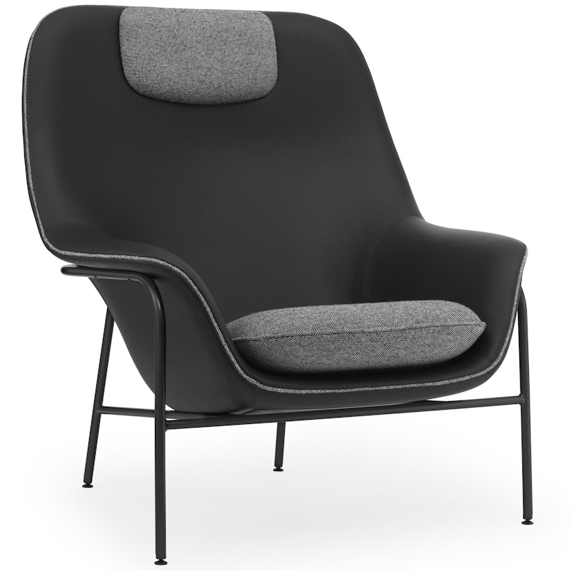 Drape High Armchair, Ultra Leather 41599 / Hallingdal 166 / Black