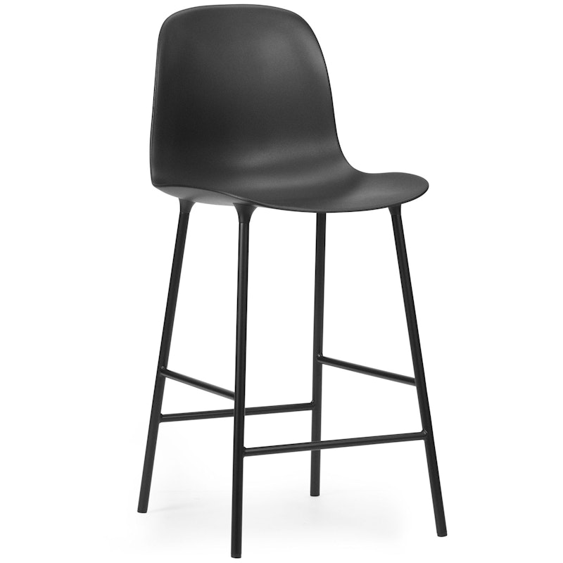 Form Bar Stool High Back 65 cm Steel, Black