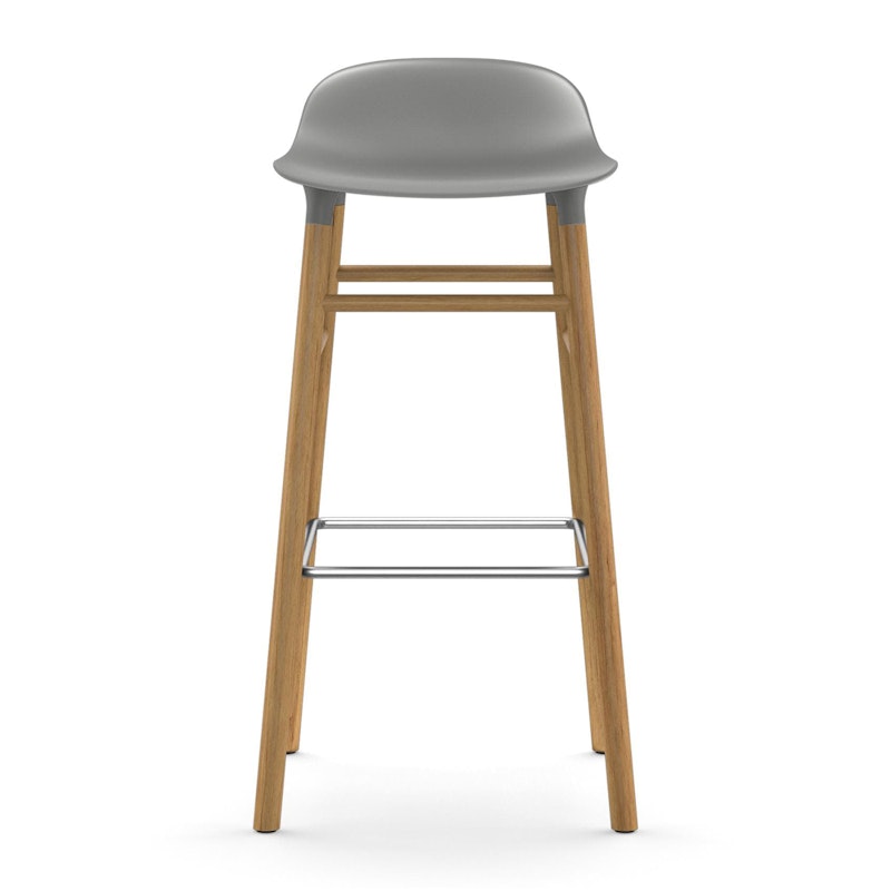 Form Bar Stool Oak Base, 75cm, Grey