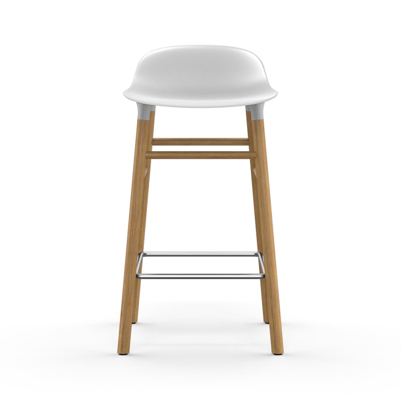 Form Bar Stool Oak Base, 65cm, White