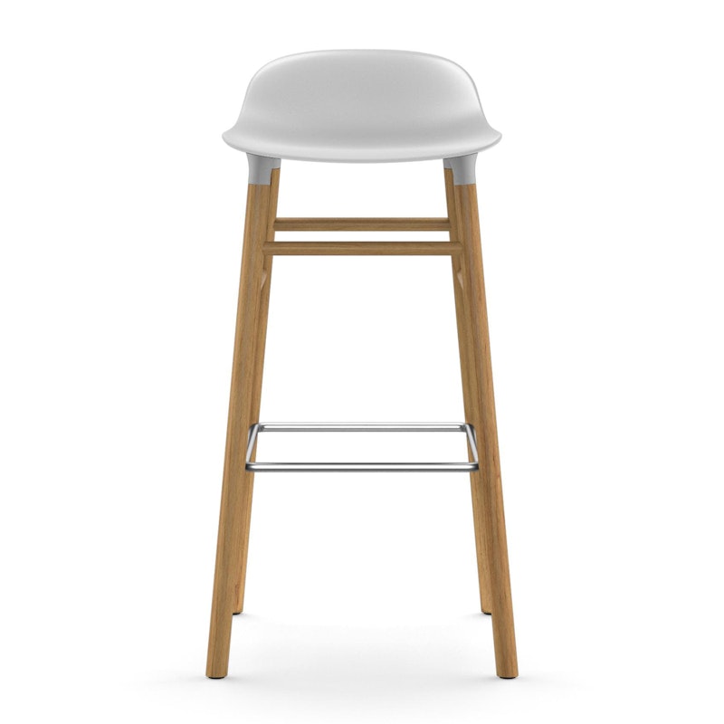 Form Bar Stool Oak Base, 75cm, White