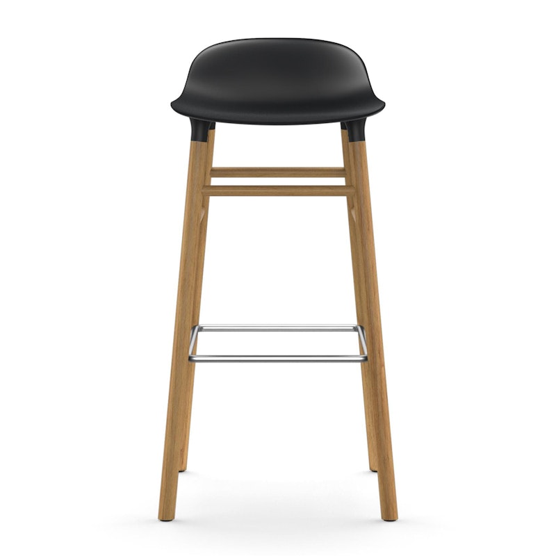 Form Bar Stool Oak Base, 75cm, Black