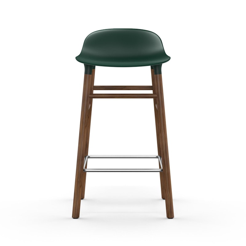 Form Bar Stool Walnut Base, 65cm, Green