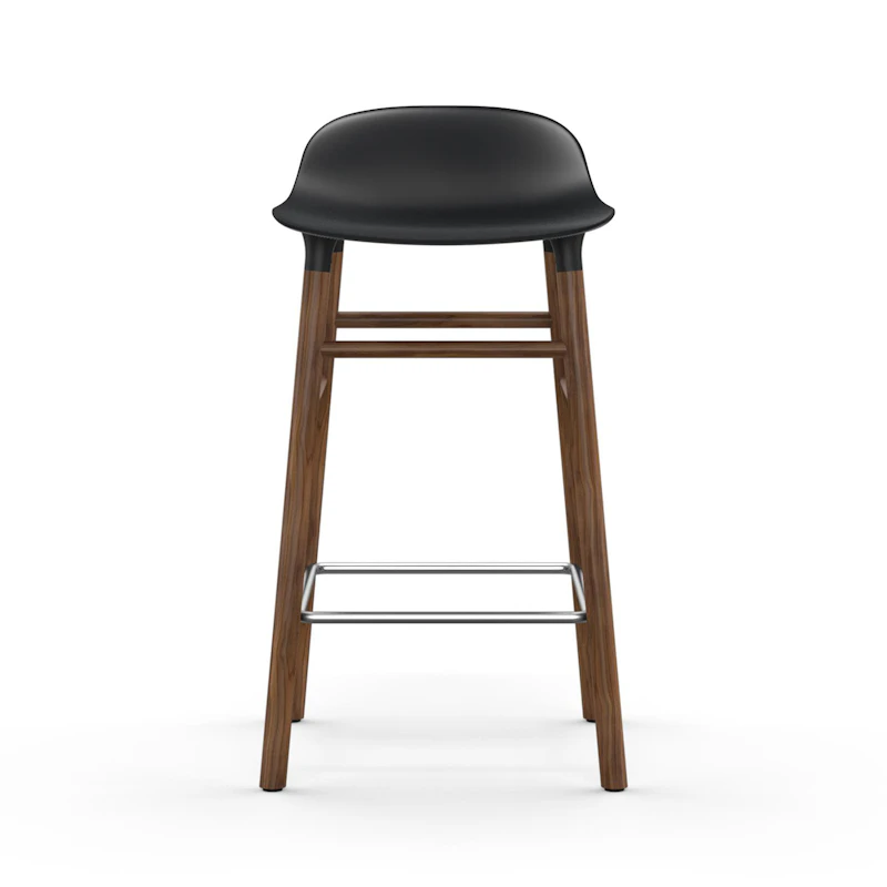 Form Bar Stool Walnut Base 65 cm, Black