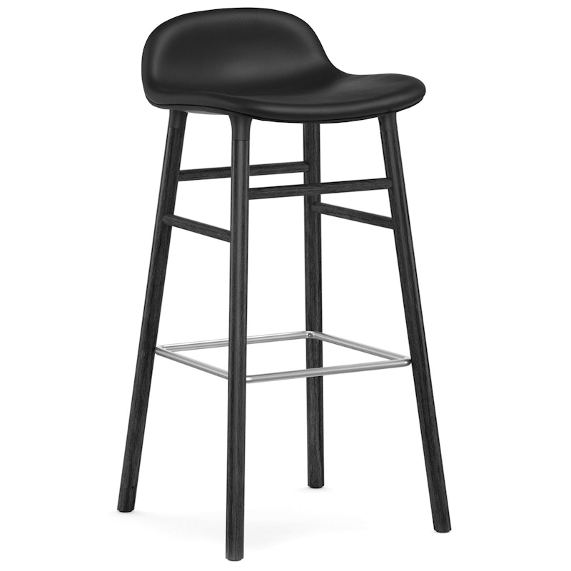 Form Bar Stool 75 cm, Black Leather / Black Oak