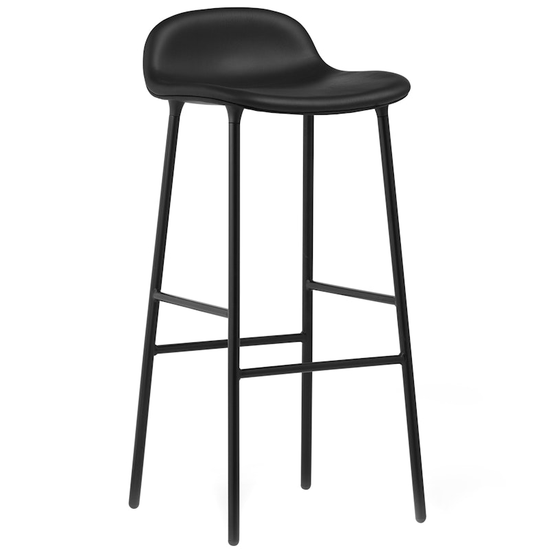 Form Bar Stool 75 cm, Black Leather / Black Steel