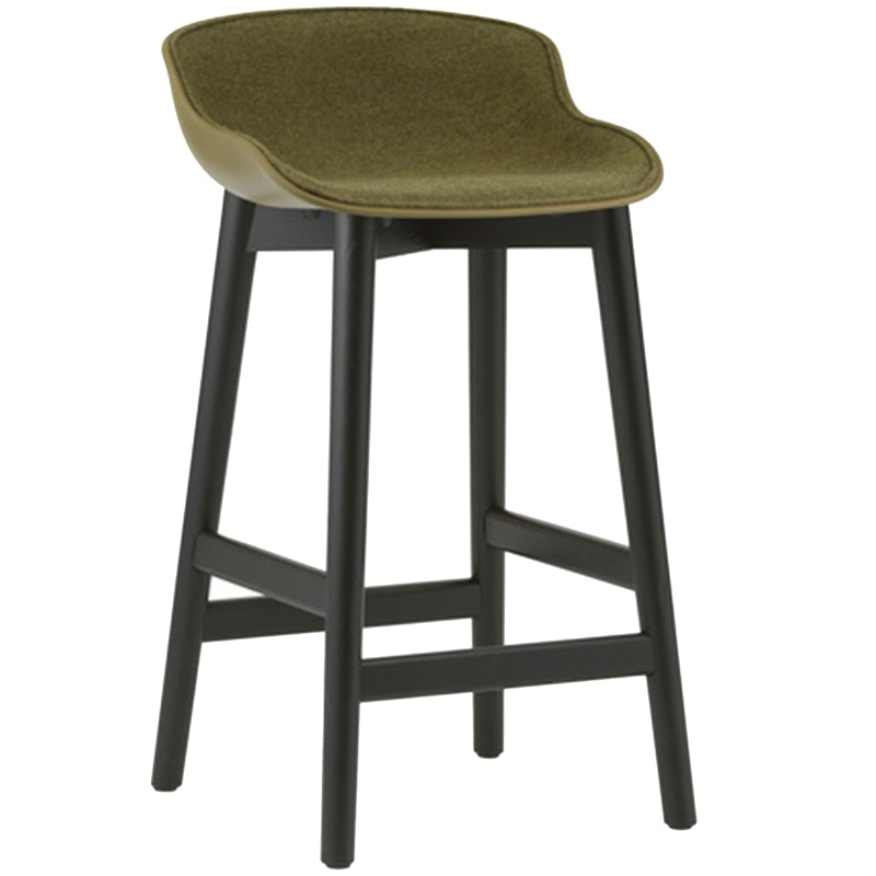 Hyg Bar Stool 65 cm, Upholstered Front, Olive / Black Oak