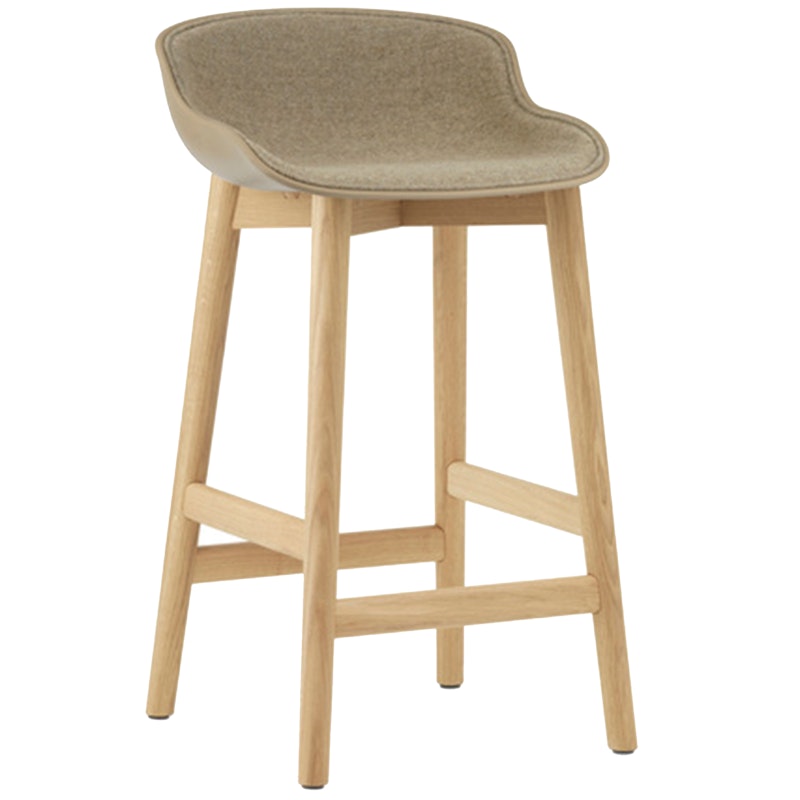 Hyg Bar Stool 65 cm, Upholstered Front, Sand / Oak