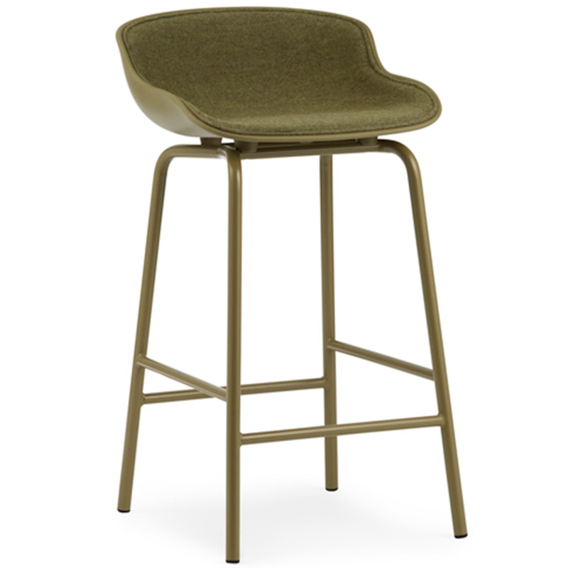 Hyg Bar Stool 65 cm, Upholstered Front, Olive