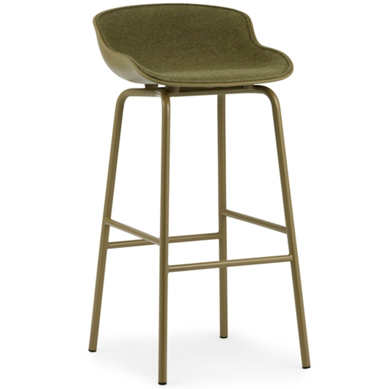 Hyg Bar Stool 75 cm, Upholstered Front, Olive