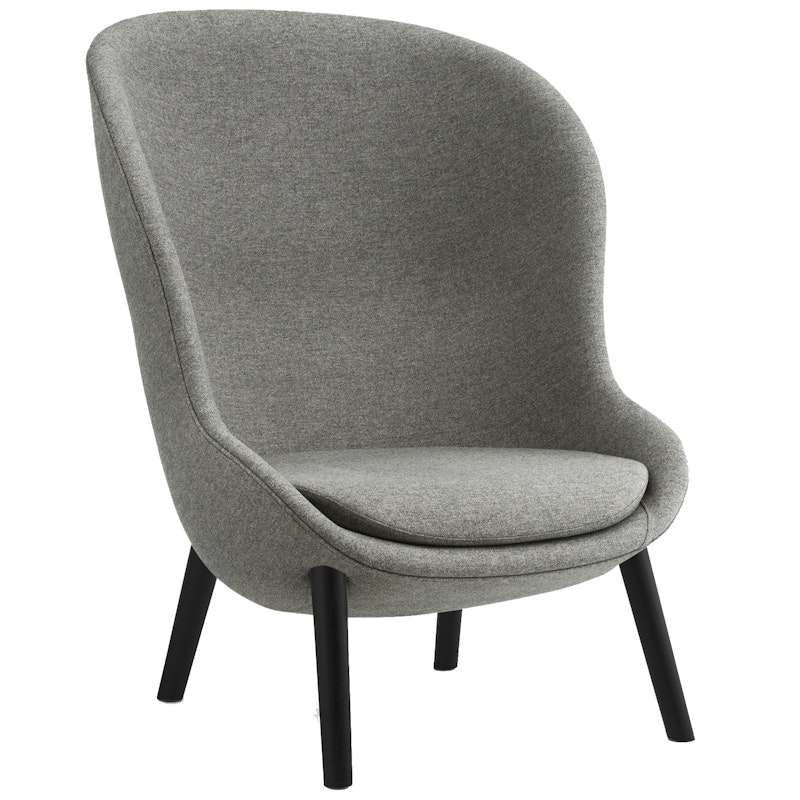 Hyg Armchair High, Dark Grey / Black Oak