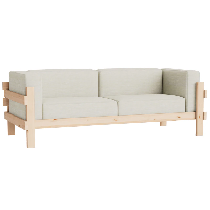 Kube 3-Seater Sofa, Pine / Remix 223