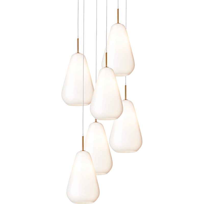 Anoli 6 Chandelier, Nordic Gold / Opal