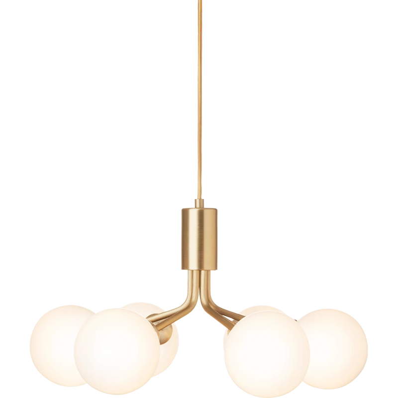 Apiales 6 Chandelier, Brass / Opal