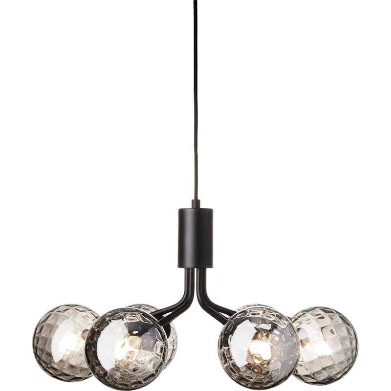 Apiales 6 Chandelier, Satin Black / Smoked