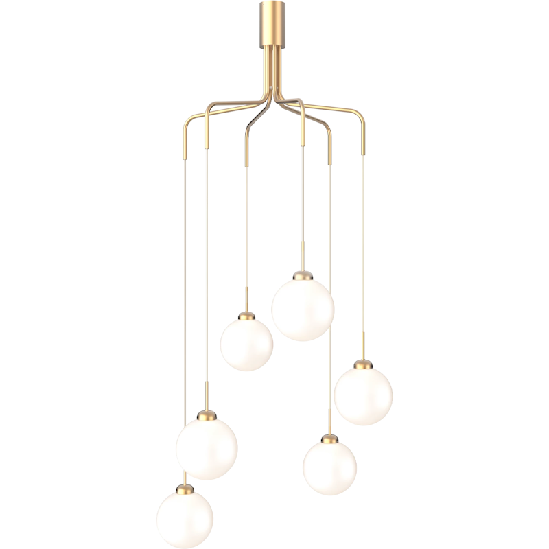 Apiales Cluster 6 Chandelier, Brass / Opal