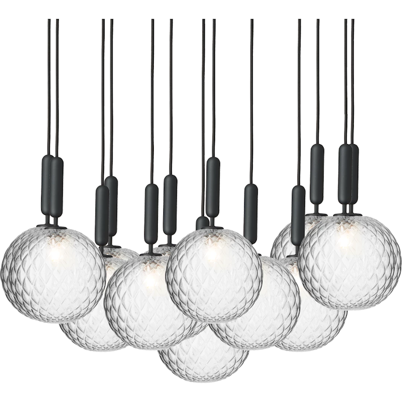 Miira 13 Chandelier 980 mm, Rock Grey / Clear