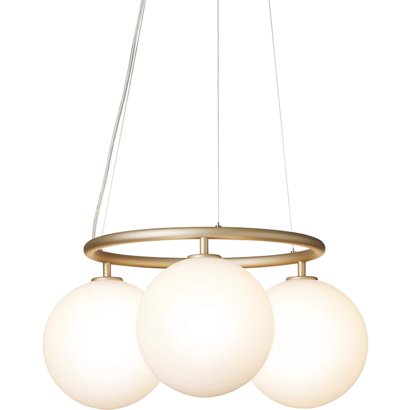 Miira 3 Circular Chandelier, Brass / Opal