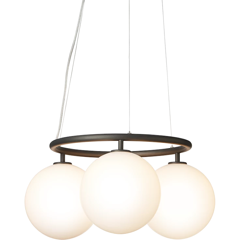 Miira 3 Circular Chandelier, Rock Grey / Opal