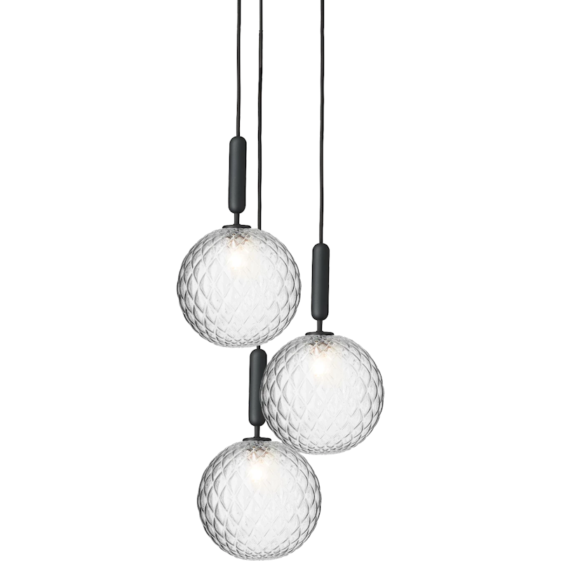 Miira 3 Chandelier 370 mm, Rock Grey / Clear