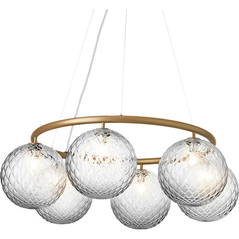 Miira 6 Circular Chandelier, Brass / Clear