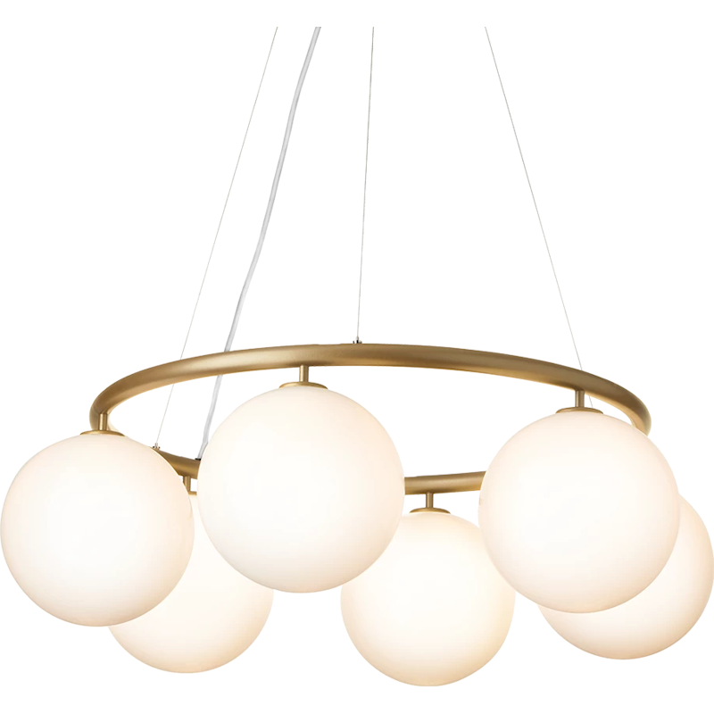 Miira 6 Circular Chandelier, Brass / Opal