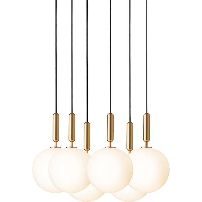 Miira 6 Chandelier 470 mm, Brass / Opal