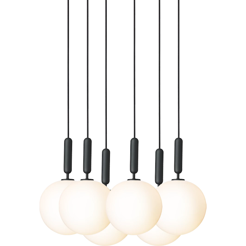 Miira 6 Chandelier 470 mm, Rock Grey / Opal