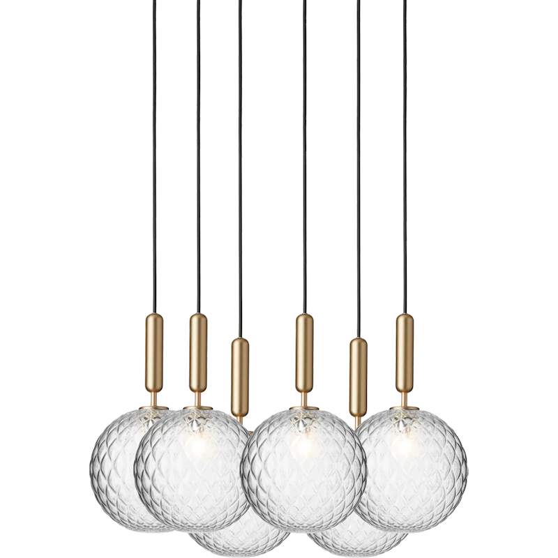 Miira 6 Chandelier 470 mm, Brass / Clear