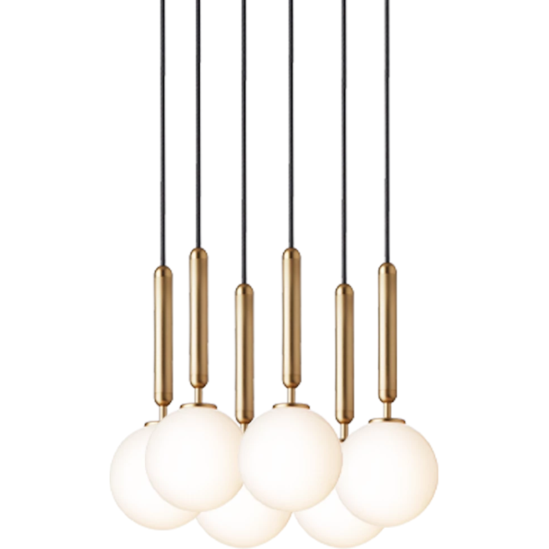 Miira 6 Chandelier 350 mm, Brass / Opal