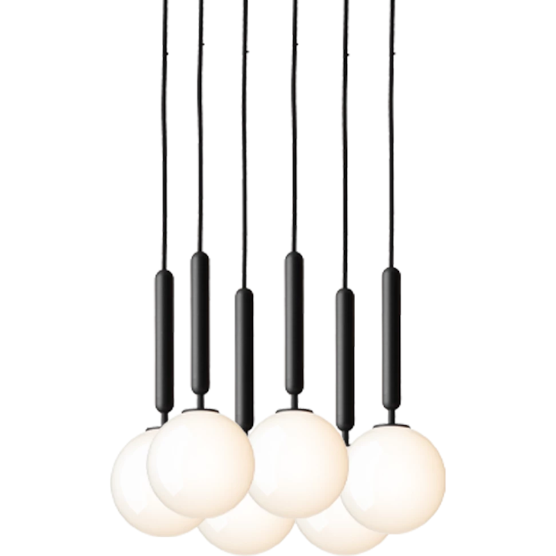 Miira 6 Chandelier 350 mm, Rock Grey / Opal