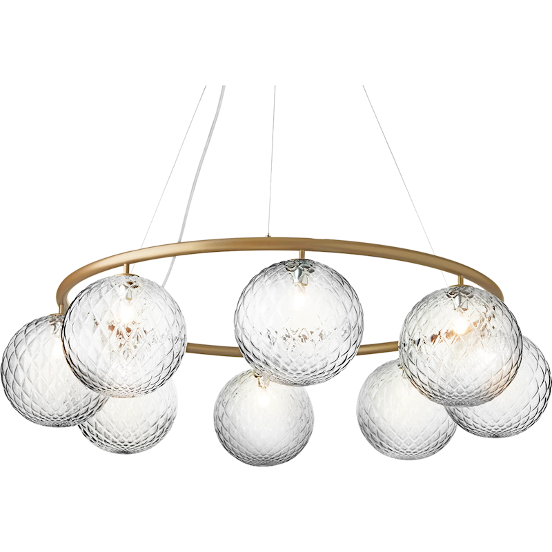 Miira 8 Circular Chandelier, Brass / Clear