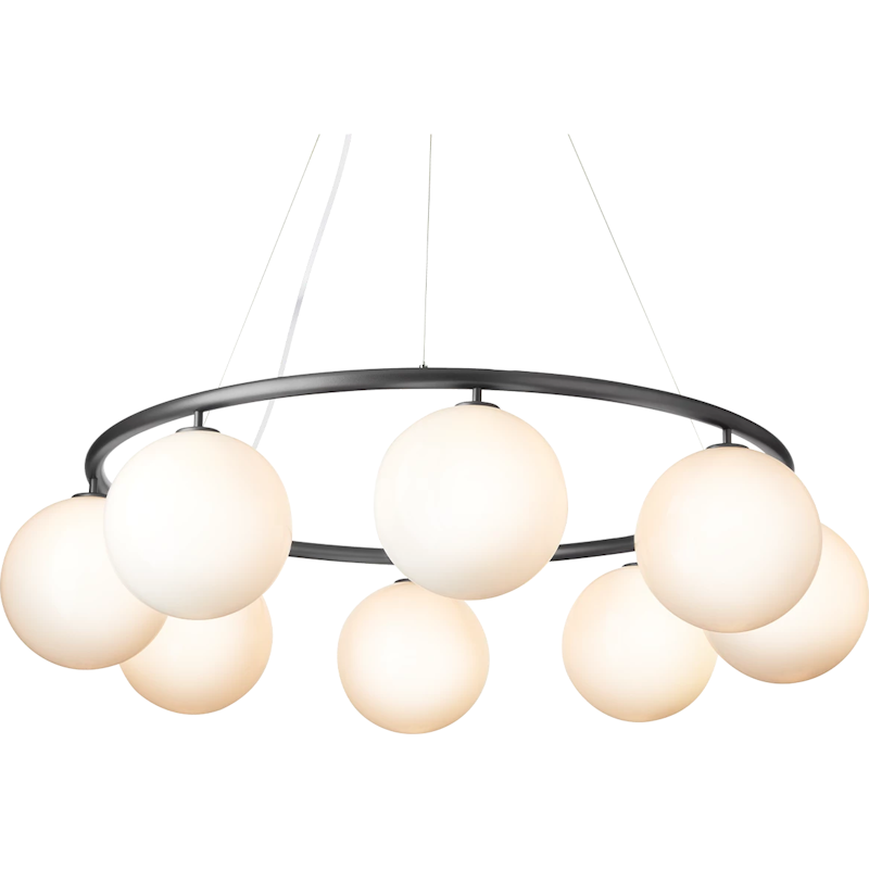 Miira 8 Circular Chandelier, Rock Grey / Opal