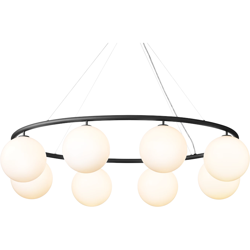 Miira 8 Oval Chandelier, Rock Grey / Opal