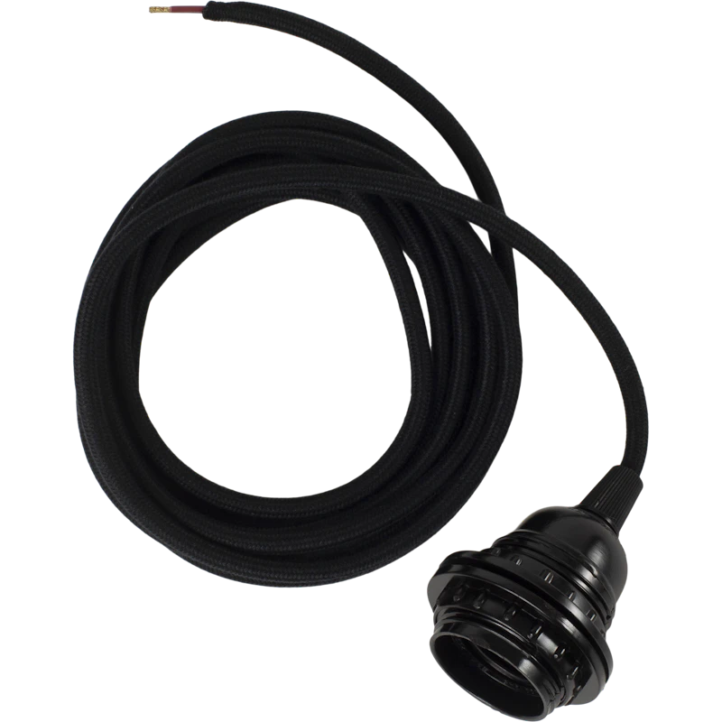 Fabric Cord With Socket, Black