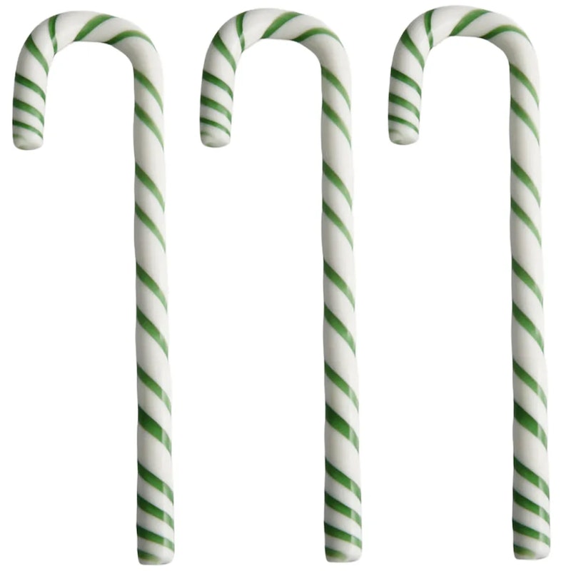 Polka Stick Christmas Decoration 17 cm 3-pack, White/Green