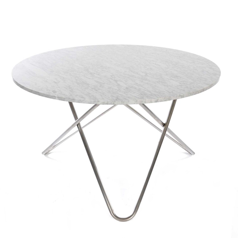 Big O Dining Table, Steel frame/White marble