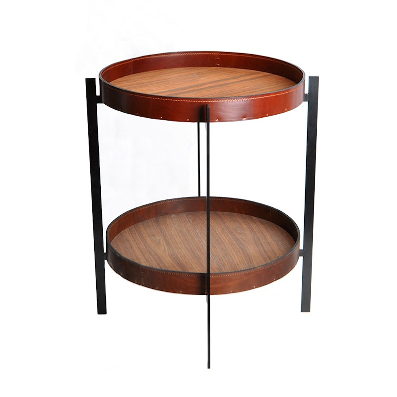 Deck Side Table, Black Frame, Teak/Cognac, Teak