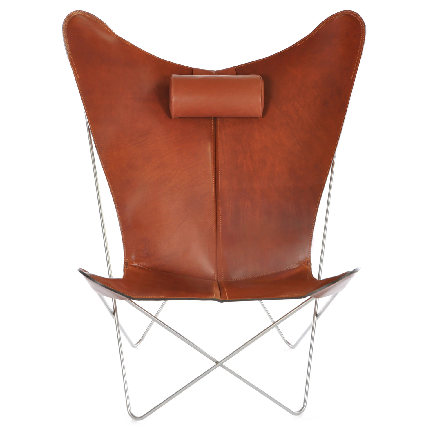 KS Bat Chair, Steel Frame, Leather Konjak | RoyalDesign.co.uk