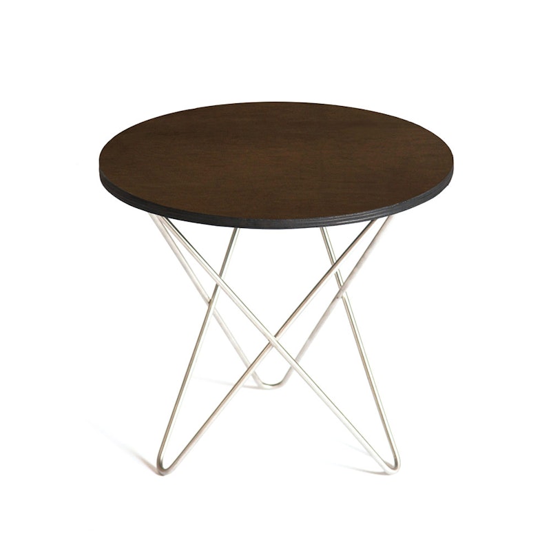 Mini O Side table Ø40 cm, Steel frame/Mocca leather