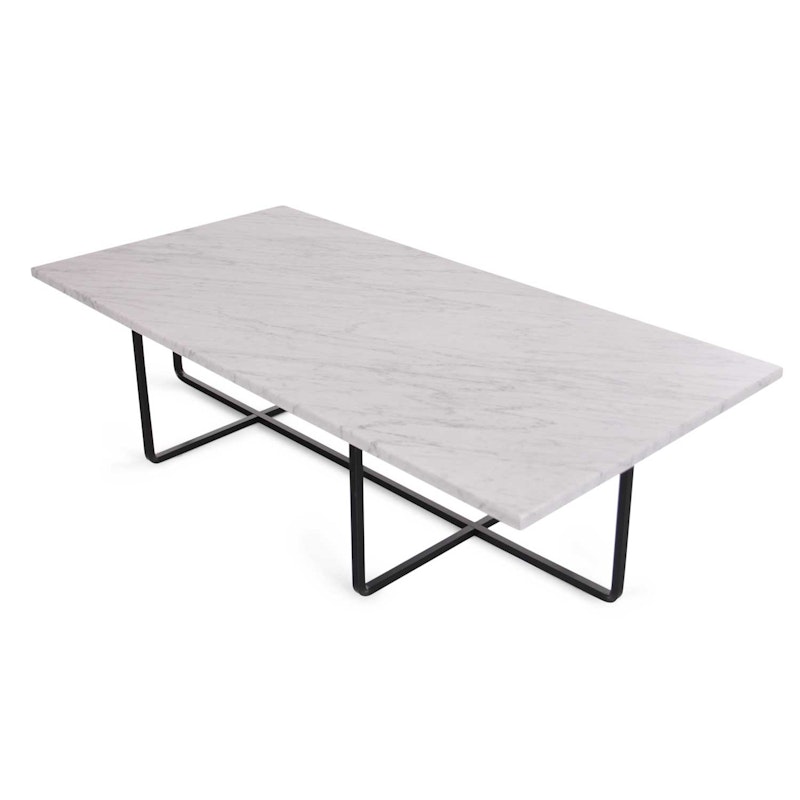 Ninety Coffee Table 120x60x30, Black Base, White Marble